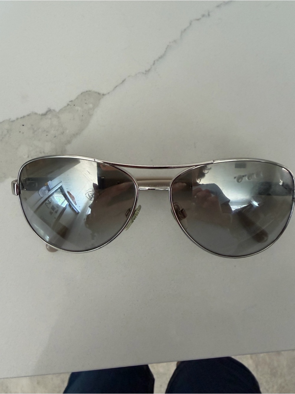 Burberry Silver Aviator Sunglasses with Mirrored Lenses